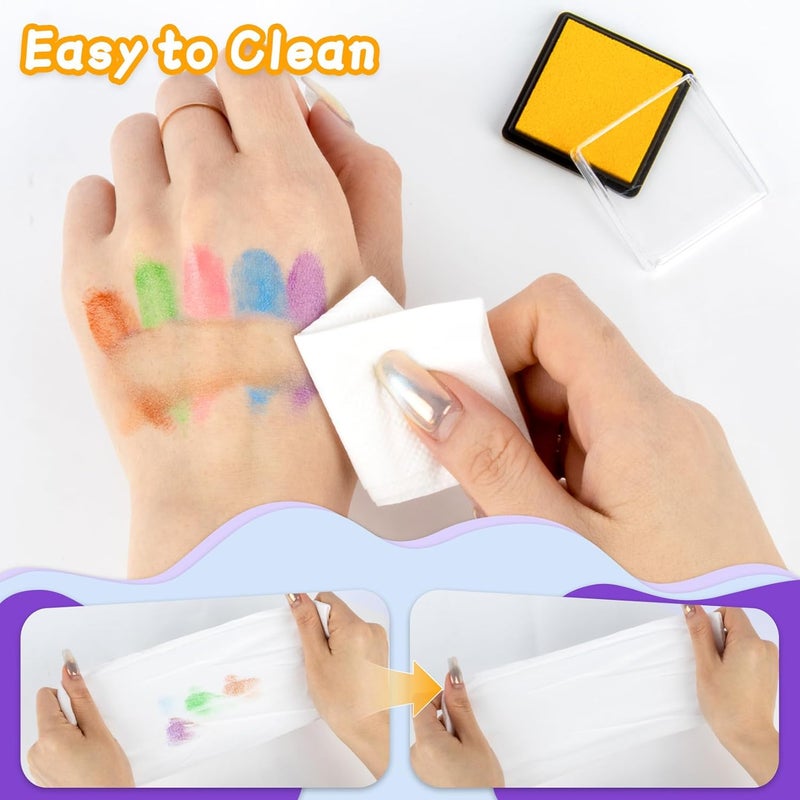 Rainflow Ink Pads for Stamps - 20 Colors Ink Stamp Pad Washable Ink Pads Stamp Rainbow Print Ink Pad for Crafting Scrapbooking Paper Fabric DIY Craft Card Making - Image 4